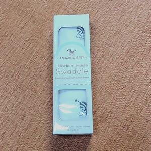 NWT Amazing Baby Newborn Muslin 100% Cotton White Zebra Swaddle Blanket …